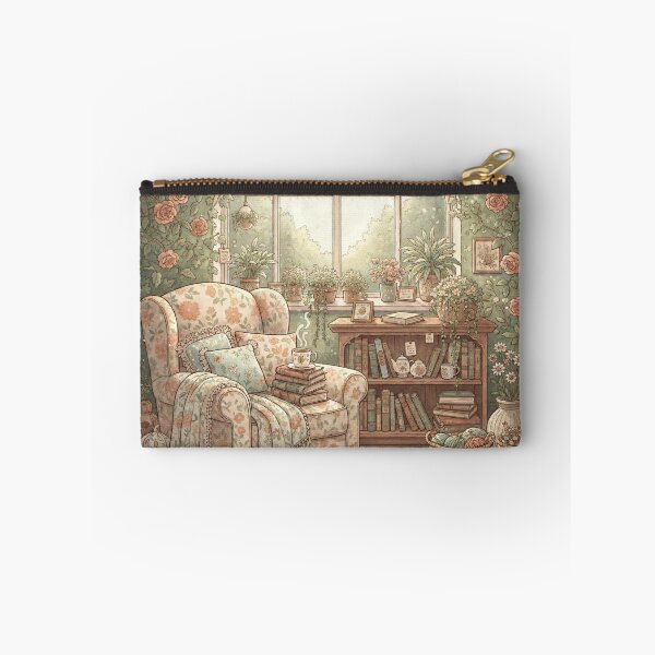 Item preview, The Reader's Secret Garden: Cozy Cottagecore Reading Nook with Sleeping Cat and Tea designed and sold by Dancosta40.