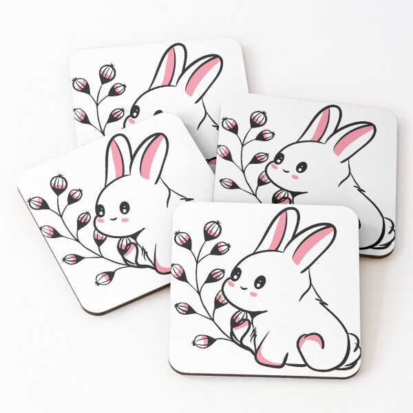 Item preview, Adorable Kawaii Bunny with Spring Pussy Willow Branch designed and sold by LYAN-STORE.