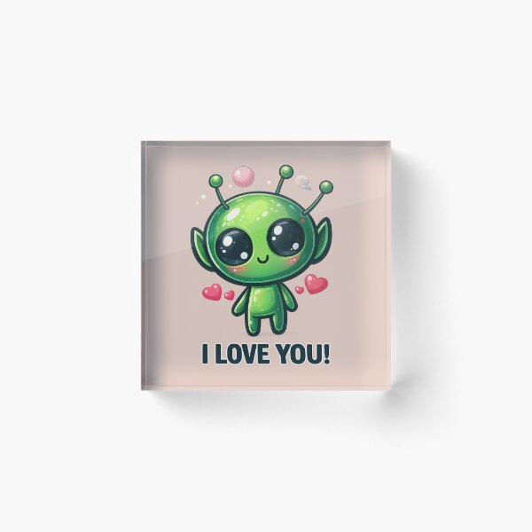Item preview, I Love You, Cute Alien Girl Valentine designed and sold by FriskyLemur.