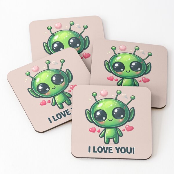 Item preview, I Love You, Cute Alien Girl Valentine designed and sold by FriskyLemur.