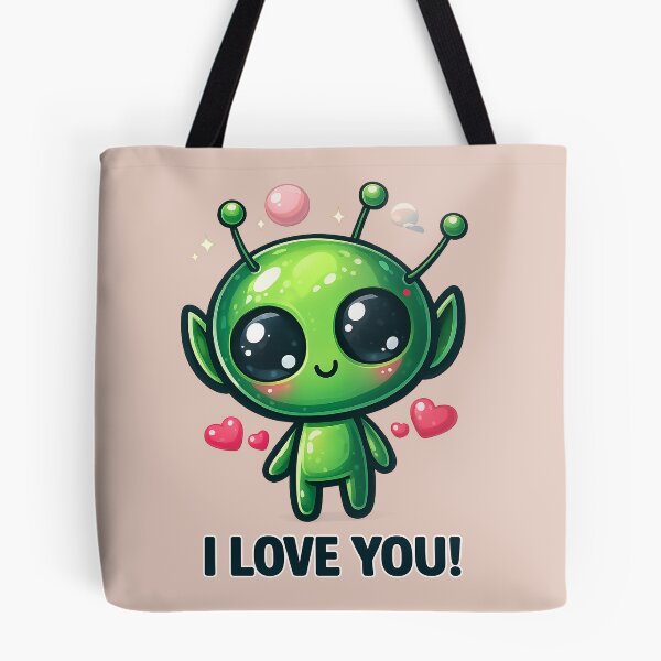 Item preview, I Love You, Cute Alien Girl Valentine designed and sold by FriskyLemur.