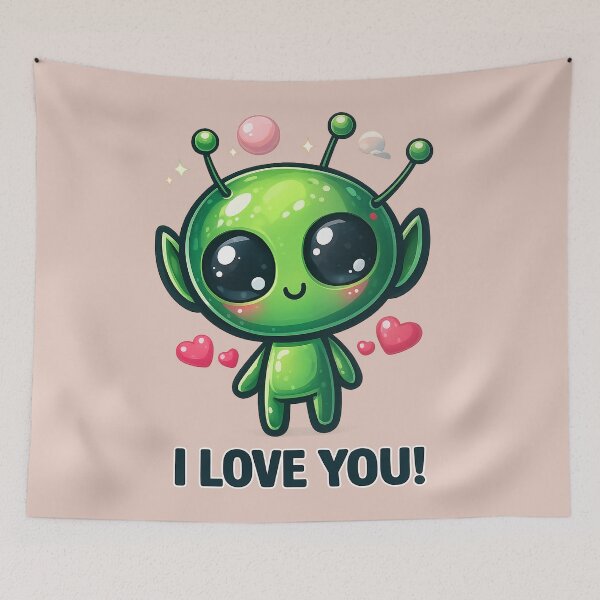 Item preview, I Love You, Cute Alien Girl Valentine designed and sold by FriskyLemur.