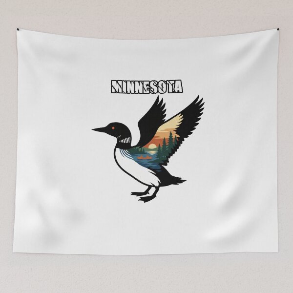 Item preview, Minnesota Rebel Loon Double Exposure - Sunset Canoe & Lake Silhouette Art designed and sold by The Grumpy Pet Club.