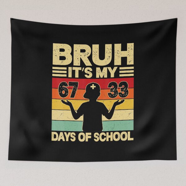 Item preview, BRUH IT’S MY 67+33 DAYS OF SCHOOL Funny 100th Day Meme  designed and sold by gladysenglish.
