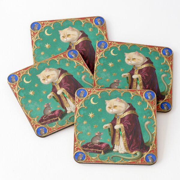 Item preview, Medieval Cat Bishop - Illuminated Manuscript Art designed and sold by PictorialWhimsy.