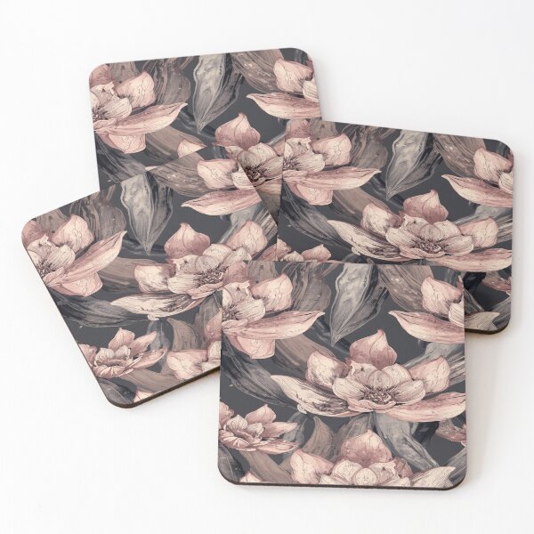 Item preview, Organic Gothic Petal Flow Pattern in Blush and Charcoal designed and sold by mari0n980.