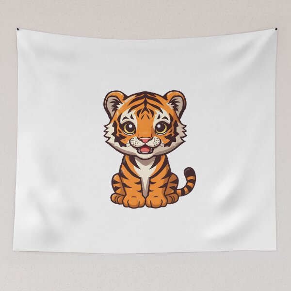 Item preview, Kawaii Tiger Cartoon Sticker designed and sold by Teewave-Ashish.