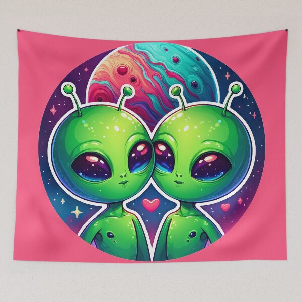 Item preview, Galactic Love - Cute Exoplanet Alien Lovers designed and sold by FriskyLemur.