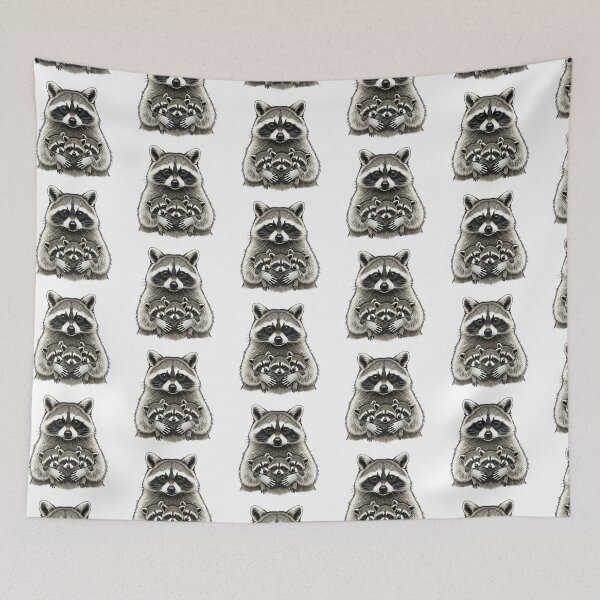 Item preview, Adorable Mother Raccoon Holding Baby Kits designed and sold by TeeARTHY.