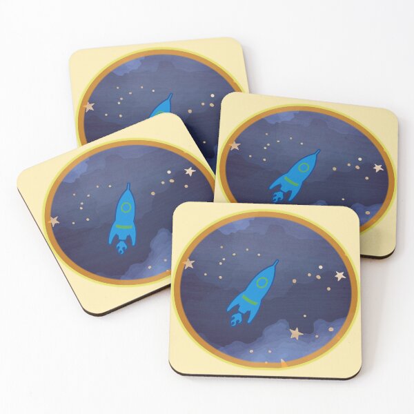 Item preview, Blue Rocket Ship Space Adventure Art designed and sold by 3DDesignSpot.