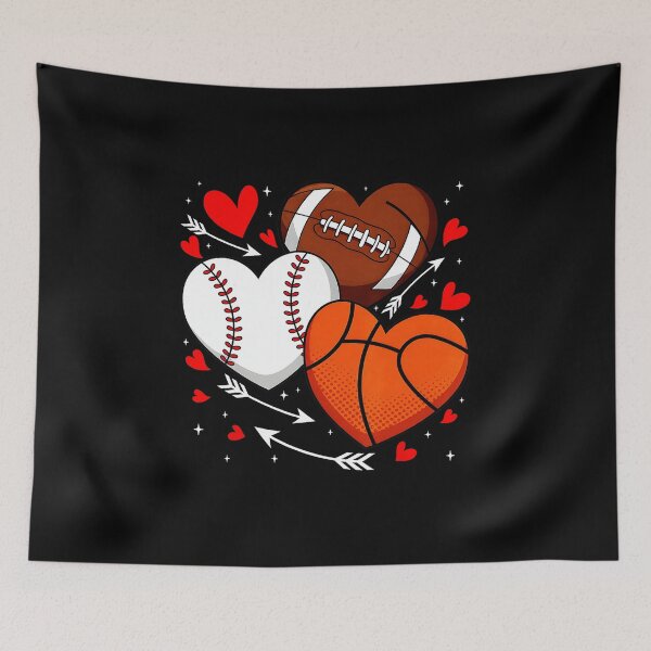 Item preview, Heart Baseball Basketball Football Valentine Sports Love designed and sold by miaa-artistshop.