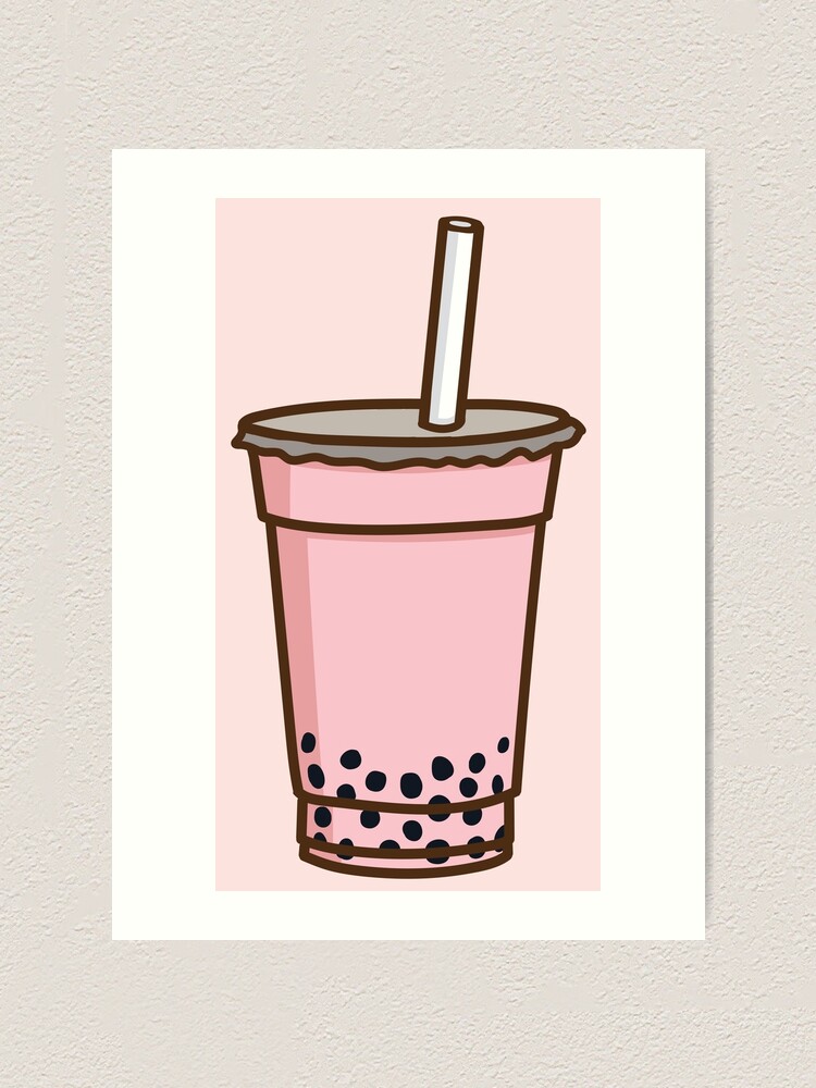 "Strawberry Bubble Tea" Art Print by hmarshmello Redbubble
