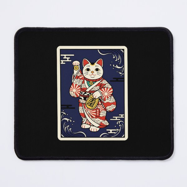 Artikelvorschau, Illustration der Maneki Neko, der Glückskatze, die ein Lotusblatt hält entworfen und verkauft von JordynLadukeg65.