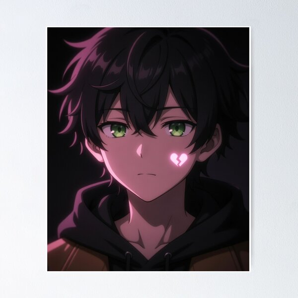 Item preview, KAIRO Silent Heartbreak – Dark Anime Boy with Broken Heart Glow designed and sold by Brightstudio00.