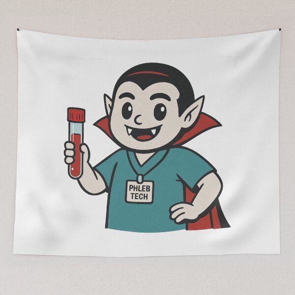 Item preview, Cute Vampire Phlebotomist Cartoon Design For Blood Technicians designed and sold by Virelo.