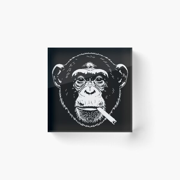 Item preview, Chimpanzee Smoking Cigarette Black and White Gritty Illustration designed and sold by JEFDodsonArt.