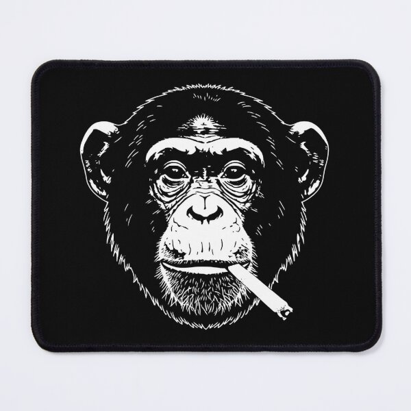 Item preview, Chimpanzee Smoking Cigarette Black and White Gritty Illustration designed and sold by JEFDodsonArt.
