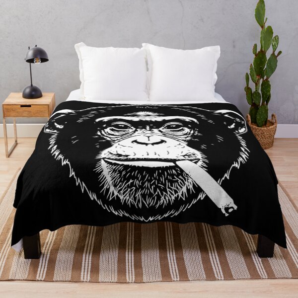 Item preview, Chimpanzee Smoking Cigarette Black and White Gritty Illustration designed and sold by JEFDodsonArt.
