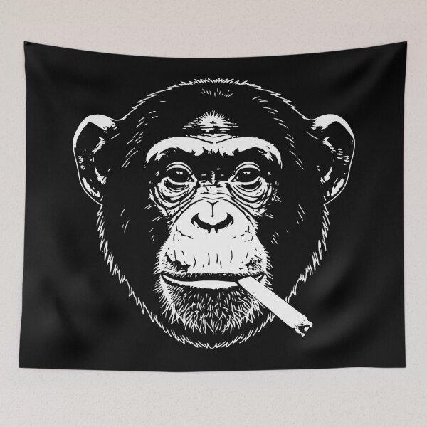 Item preview, Chimpanzee Smoking Cigarette Black and White Gritty Illustration designed and sold by JEFDodsonArt.