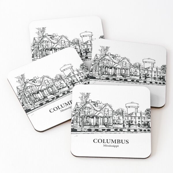 Item preview, Columbus MS - Ink Cityscape Illustration designed and sold by Lakeric Cityscapes.