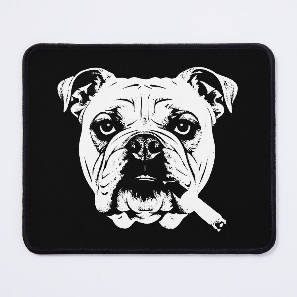 Item preview, Bulldog Smoking Cigarette Black and White Gritty Illustration designed and sold by JEFDodsonArt.