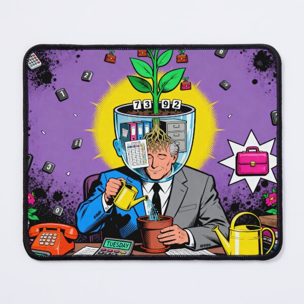 Item preview, Surreal Office Worker Brain Plant - Absurdist Pop Art designed and sold by PictorialWhimsy.