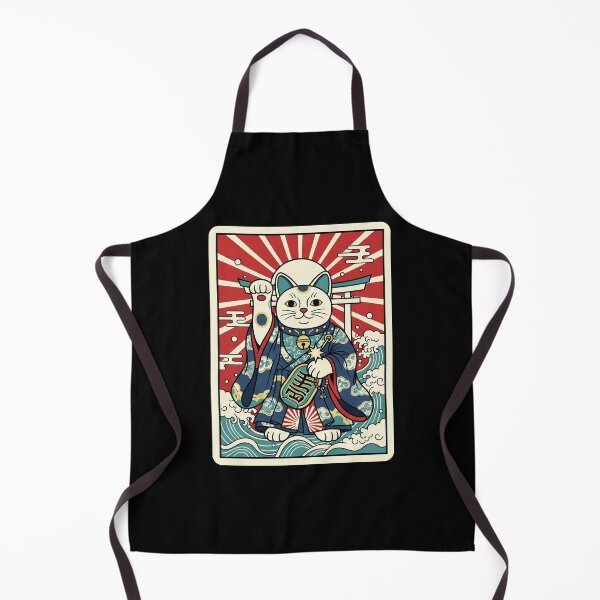 Item preview, Maneki Neko Lucky Cat Illustration Blue Kimono Red Background designed and sold by JordynLadukeg65.