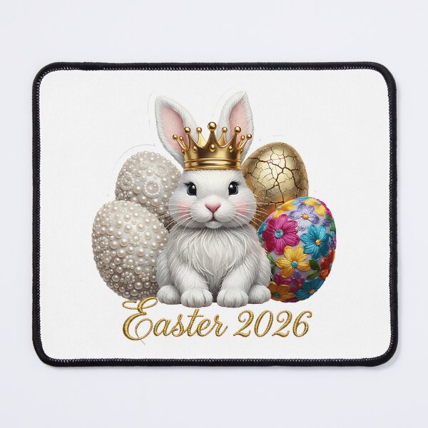 Item preview, Royal Easter Bunny 2026 Sticker - Golden Crown & Pearl Luxury Eggs designed and sold by SHK-Designs.