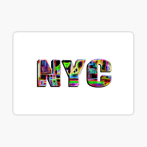 NYC (neon glow type on white) Sticker
