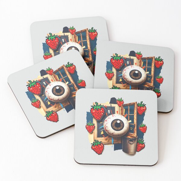 Item preview, Surreal Eyeball and Pixel Strawberry Collage designed and sold by SplashTastic.