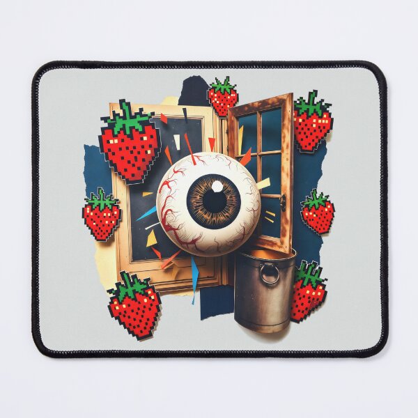 Item preview, Surreal Eyeball and Pixel Strawberry Collage designed and sold by SplashTastic.