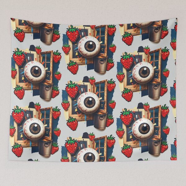 Item preview, Surreal Eyeball and Pixel Strawberry Collage designed and sold by SplashTastic.
