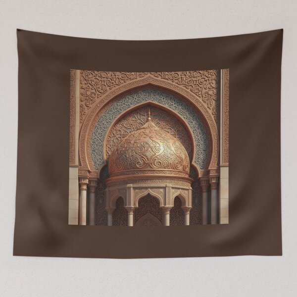 Item preview, Ornate Islamic Dome with Intricate Arabesque Arch and Golden Details designed and sold by D-Islamic.