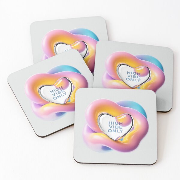 Aperçu de l'œuvre Cœur en verre 3D pastel High Vibe Only créée et vendue par SplashTastic.