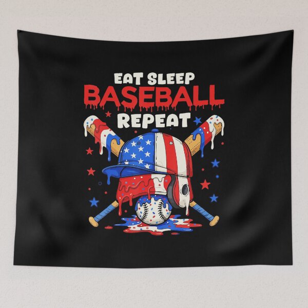 Item preview, EAT SLEEP BASEBALL REPEAT Funny Ice Cream Drip Style designed and sold by miaa-artistshop.