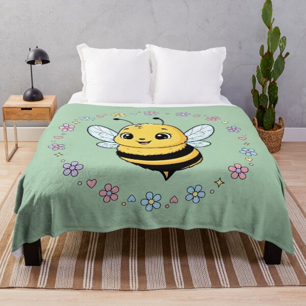 Item preview, Bee in Flower Wreath – Green Background designed and sold by LMDIGITAL6.