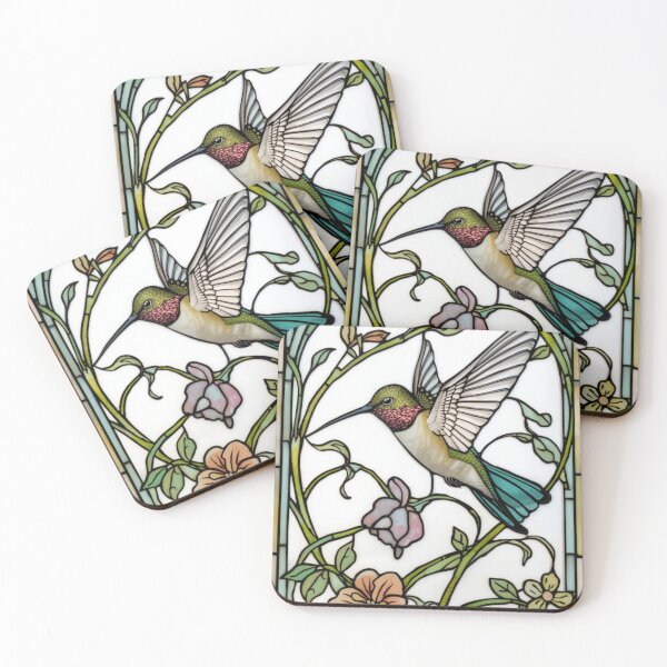 Item preview, Elegant vintage hummingbird stain glass art work  designed and sold by hollycooper.
