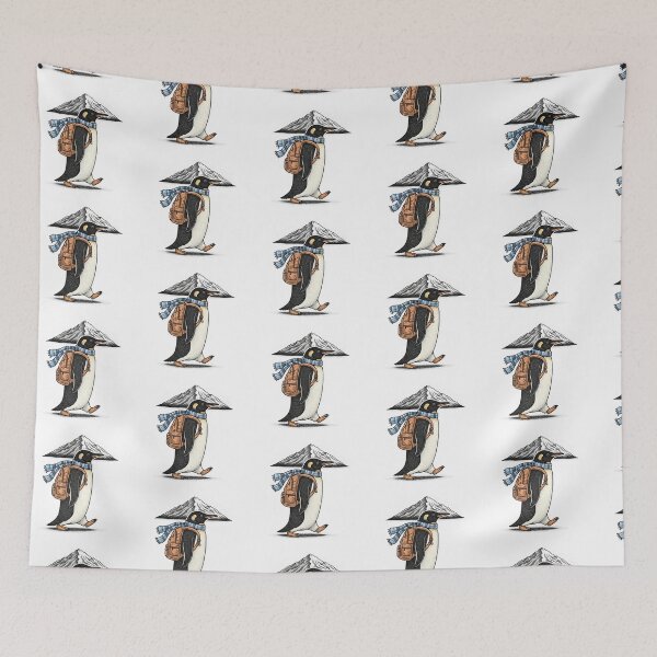 Item preview, Adventurous Hiking Penguin with Backpack and Mountain designed and sold by TeeARTHY.
