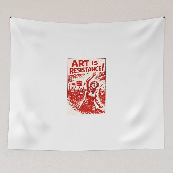 Item preview, ART IS RESISTANCE! | Vintage Protest Poster | Red Activist Print designed and sold by RetroPop23.
