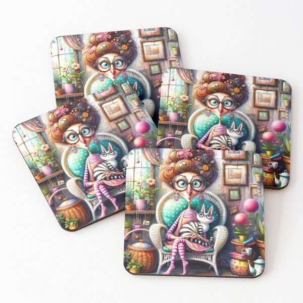 Item preview, Comical Quirky Lady with Cat designed and sold by Beyond The Canvas.