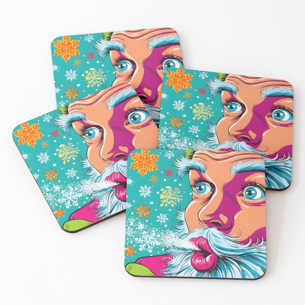 Item preview, Colorful Pop Art Santa Claus with Winter Elements designed and sold by Artessie.