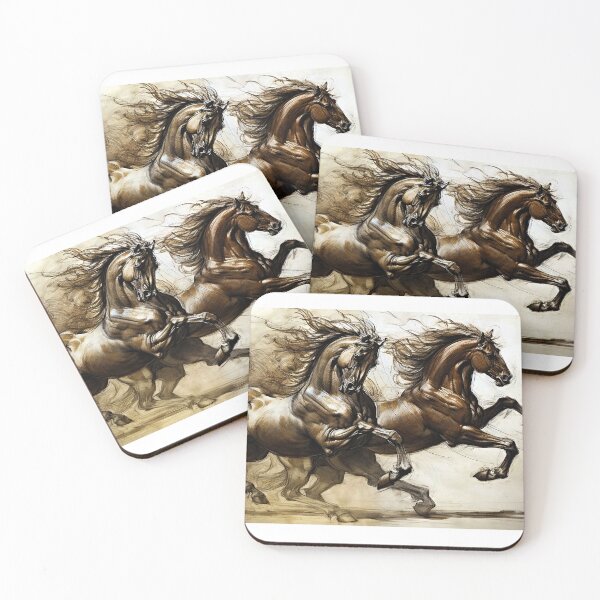 Item preview, Two Horses Illustration designed and sold by NoxLand.