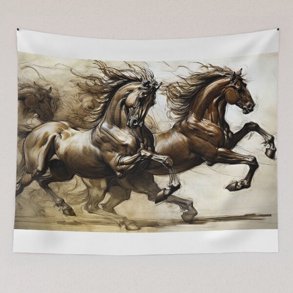 Item preview, Two Horses Illustration designed and sold by NoxLand.