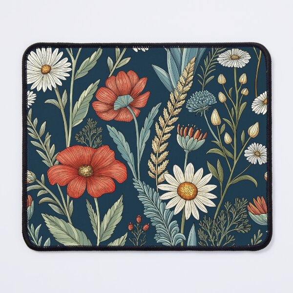 Item preview, Floral pattern, poppies, daisies, wildflowers. Floral Collage on dark blue background. designed and sold by iclipart.