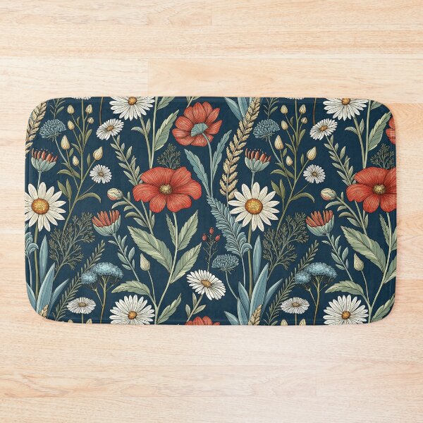 Item preview, Floral pattern, poppies, daisies, wildflowers. Floral Collage on dark blue background. designed and sold by iclipart.