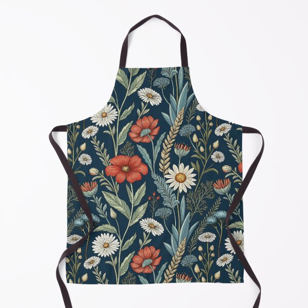 Item preview, Floral pattern, poppies, daisies, wildflowers. Floral Collage on dark blue background. designed and sold by iclipart.