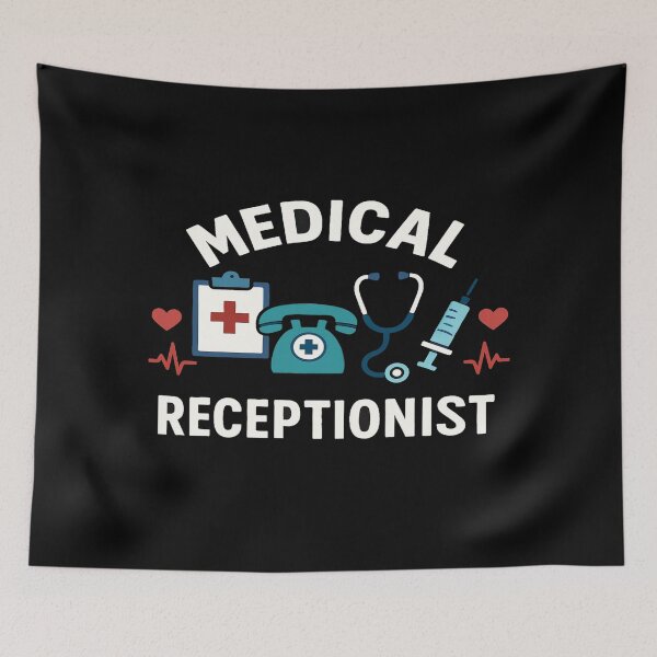 Item preview, Medical Receptionist Design – Healthcare Icons, Heartbeat, Stethoscope, Phone & Syringe Graphic designed and sold by Bright Nest Studio.
