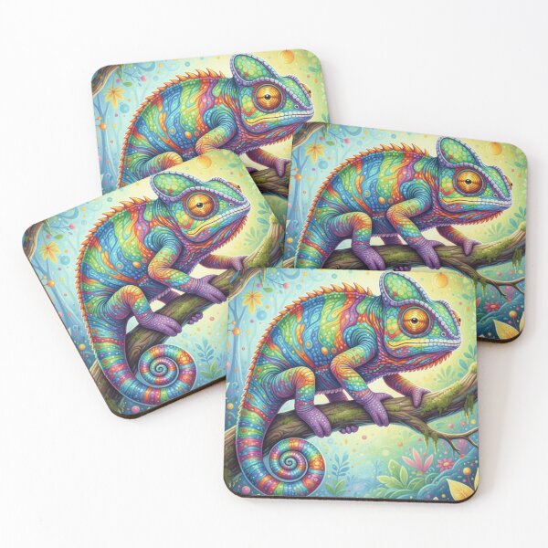 Item preview, The Technicolor Chameleon: A Prismatic Masterpiece in Colored Pencil designed and sold by Mood & Muse Studio.