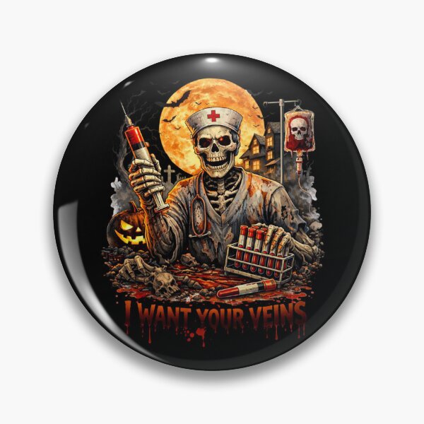 Item preview, I Want Your Veins Skeleton Nurse Horror Design designed and sold by Virelo.