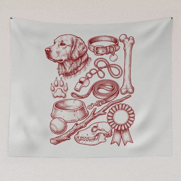Item preview, Maroon Dog Champion - Vintage Red Ink Engraving designed and sold by DigitalGlade.